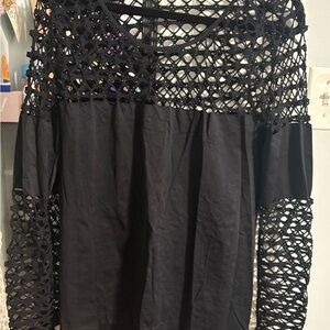 Black fishnet Long Sleeve Top